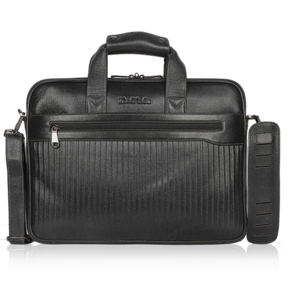 Bold Black Lining Leather Laptop Bag
