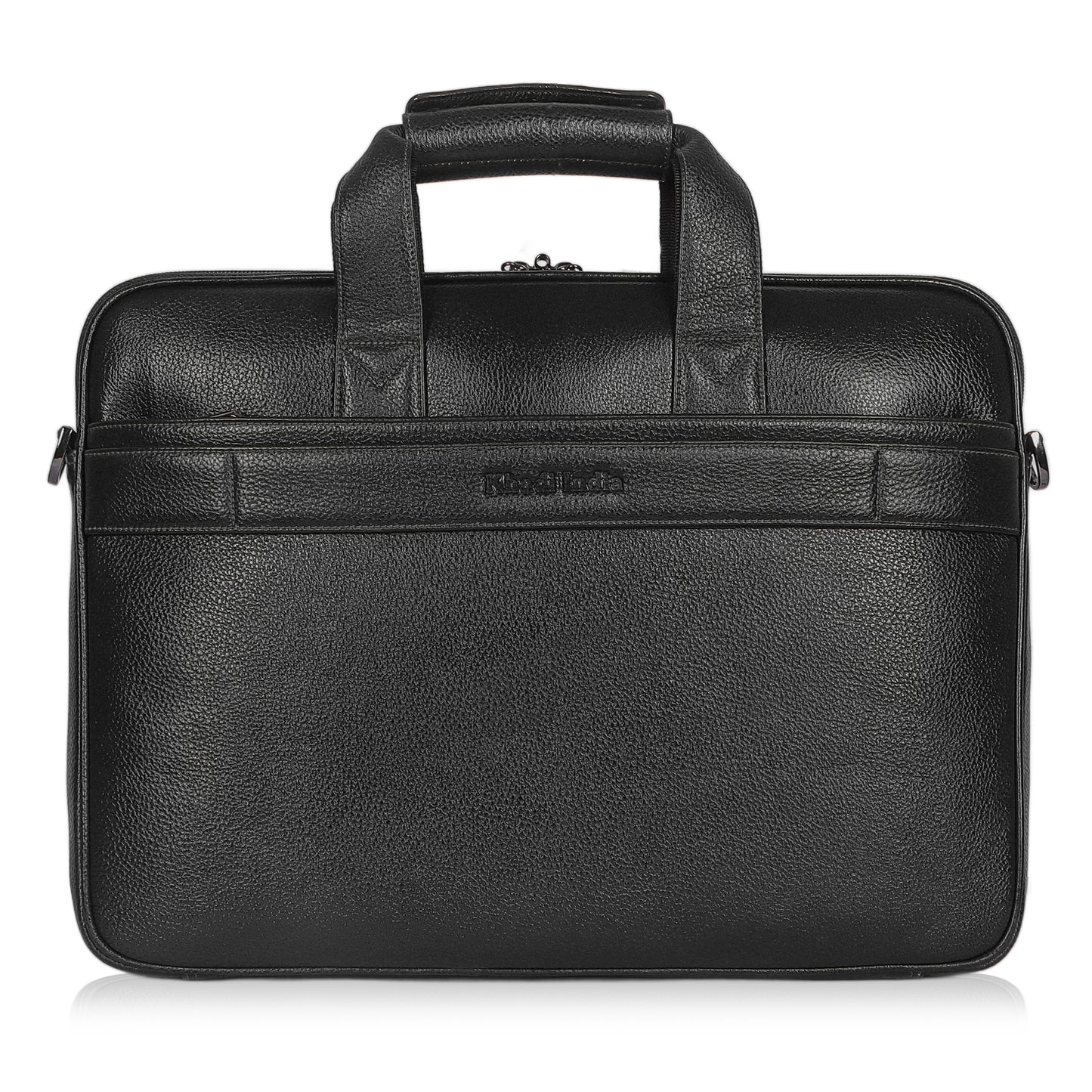 Bold Black Lining Leather Laptop Bag