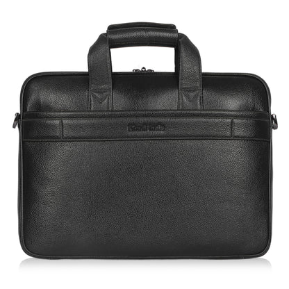Bold Black Lining Leather Laptop Bag