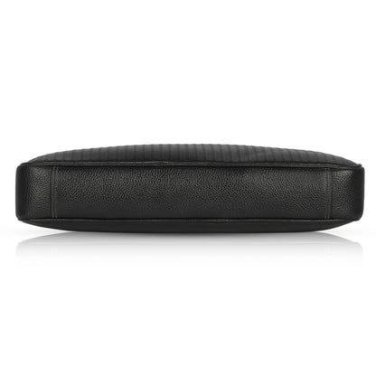 Bold Black Lining Leather Laptop Bag