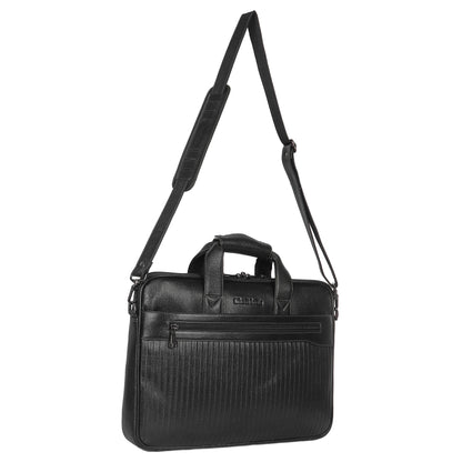 Bold Black Lining Leather Laptop Bag