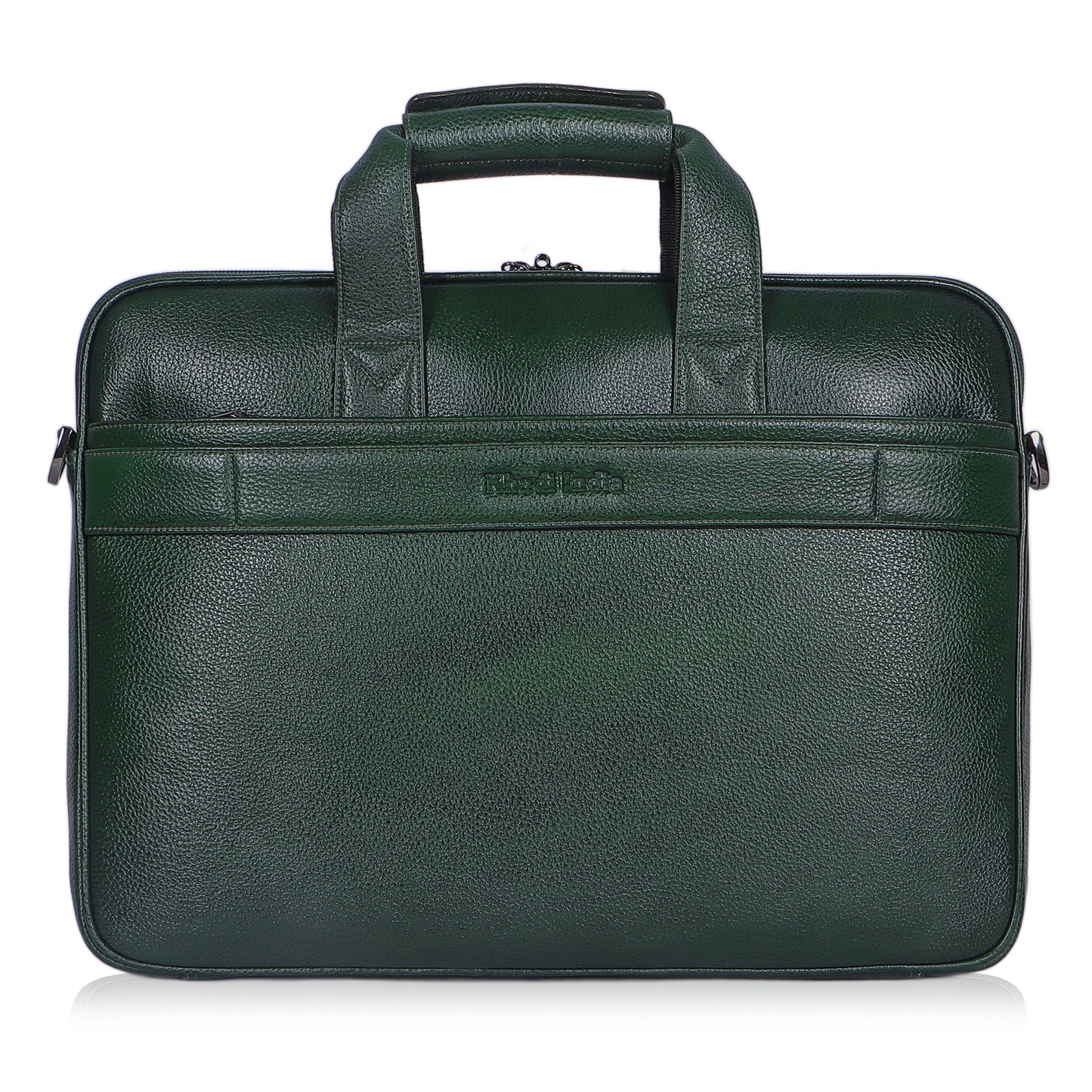 Vibrant Green Lining Leather Laptop Bag