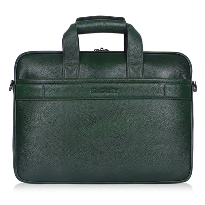 Vibrant Green Lining Leather Laptop Bag