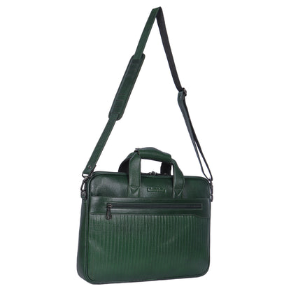 Vibrant Green Lining Leather Laptop Bag