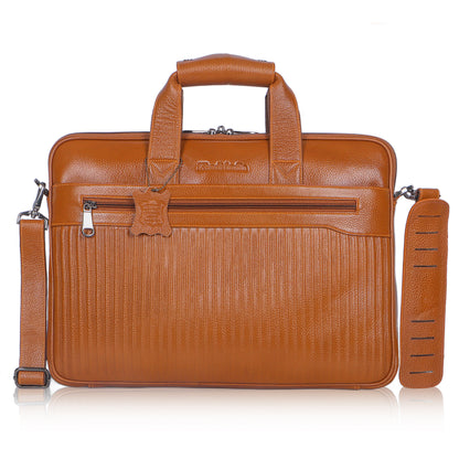 Edgy Tan Lining Leather Laptop Bag