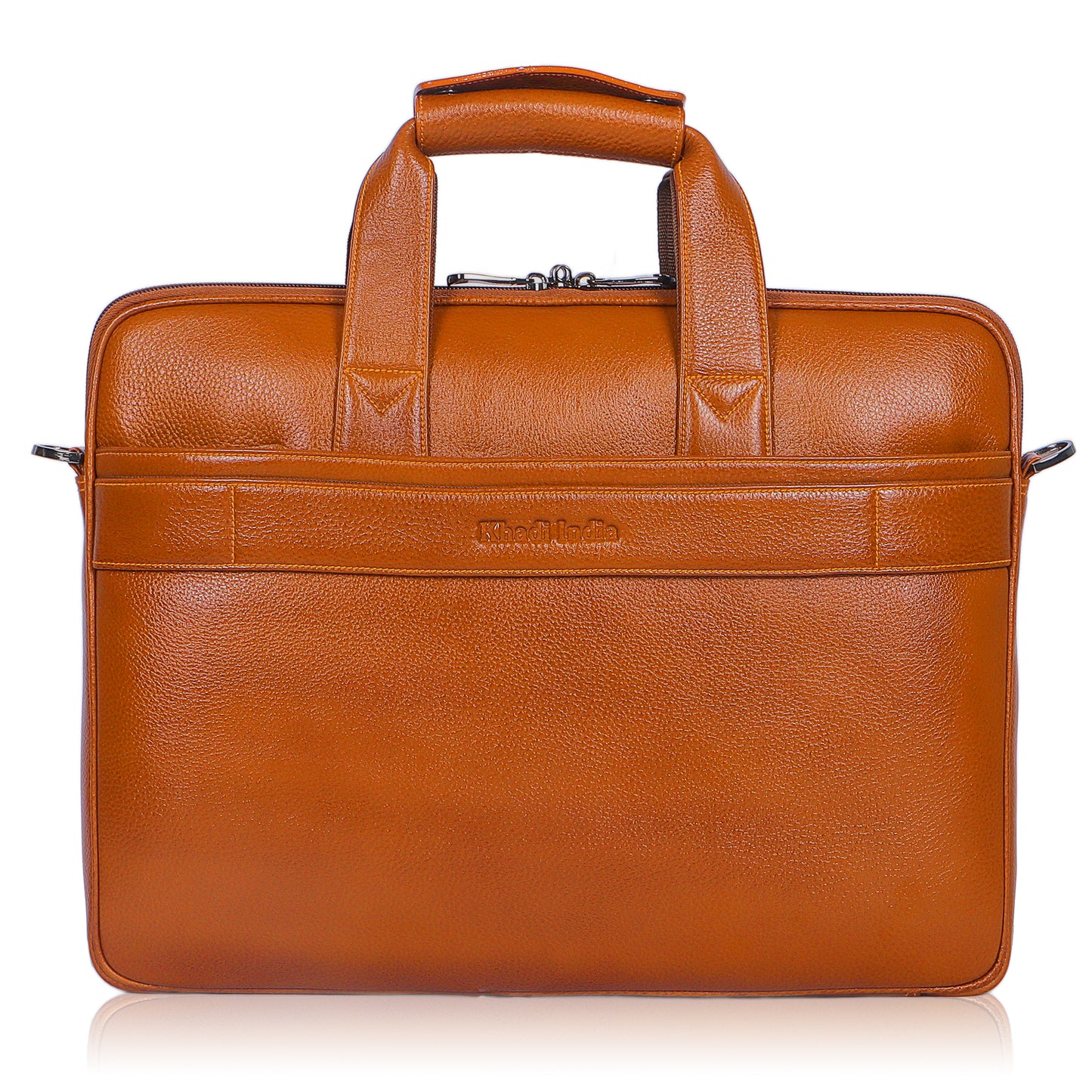 Edgy Tan Lining Leather Laptop Bag