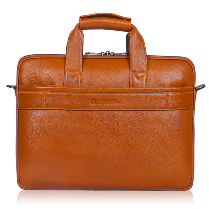 Edgy Tan Lining Leather Laptop Bag