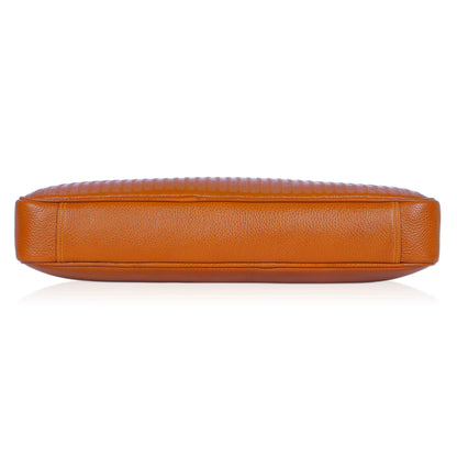Edgy Tan Lining Leather Laptop Bag