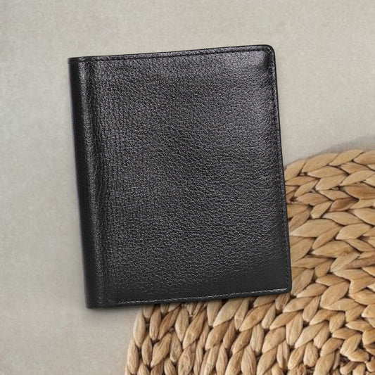 Refined Black Vertical Leather Wallet
