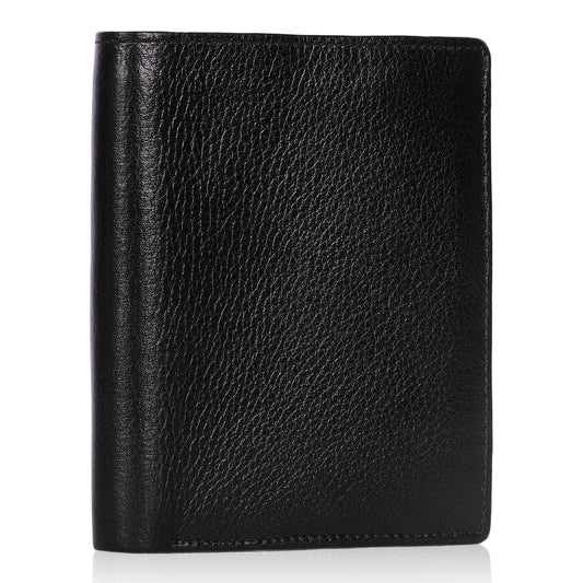 Refined Black Vertical Leather Wallet