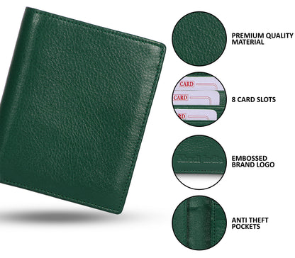 Stylish Green Vertical Leather Wallet