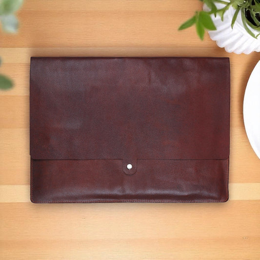 Elegant Multi-Pocket Leather Laptop Sleeve