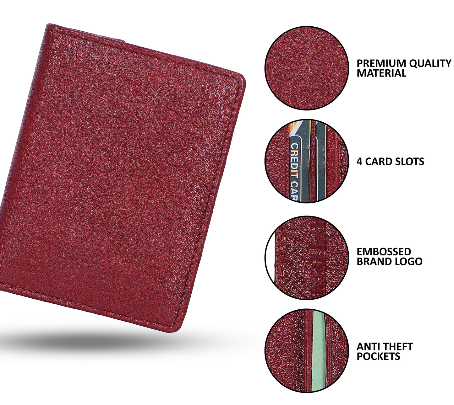 Statement Maroon Leather Card Holder