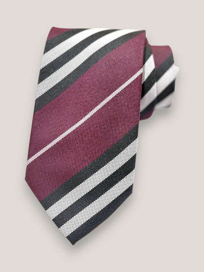 Burgundy Striped Microfiber Necktie & Pocket Square Gift Set