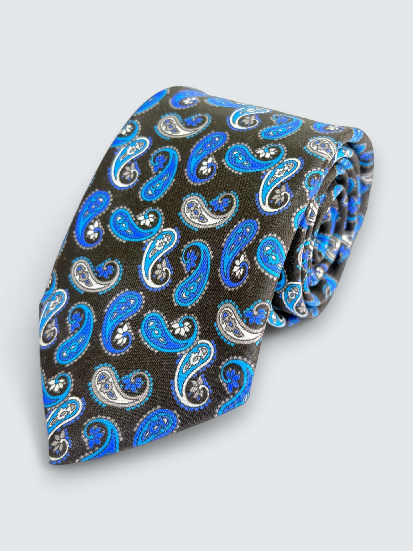 Black Paisley Silk Necktie & Pocket Square Gift Set