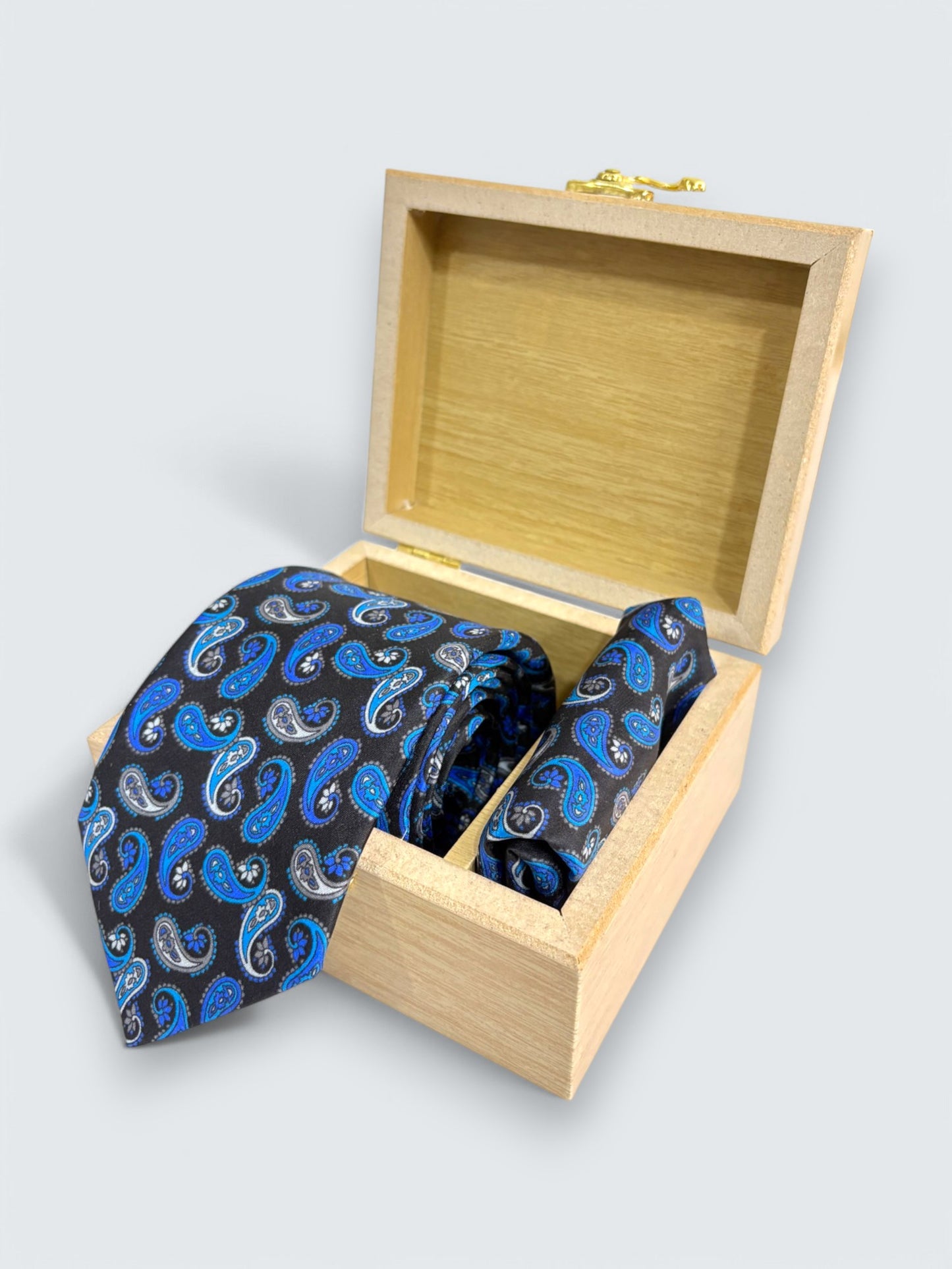 Black Paisley Silk Necktie & Pocket Square Gift Set