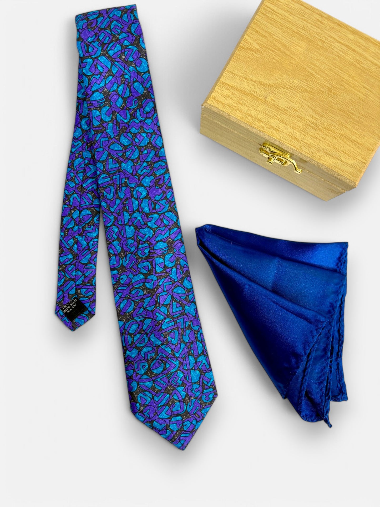 Royal Blue Paisley Silk Necktie & Pocket Square Gift Set