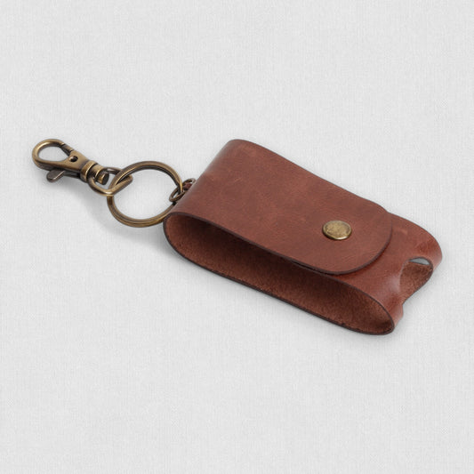 Compact Leather Hand Sanitizer Keychain