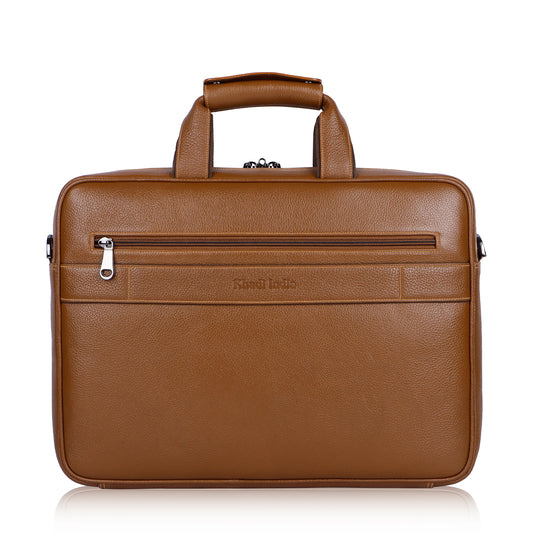 Vibrant Tan Loop Leather Laptop Bag