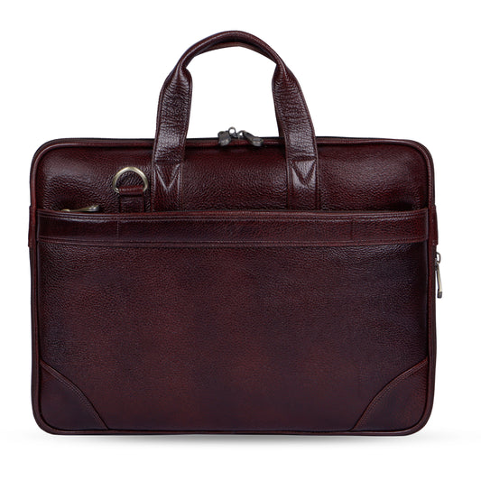 Rich Maroon Slim Leather Laptop Bag