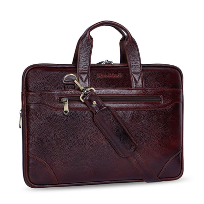 Rich Maroon Slim Leather Laptop Bag