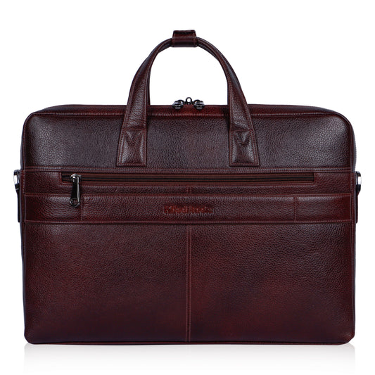 Elegant Maroon Organizer Leather Laptop Bag