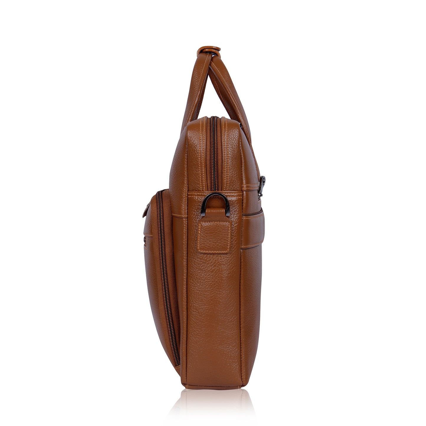 Minimal Tan Organizer Leather Laptop Bag