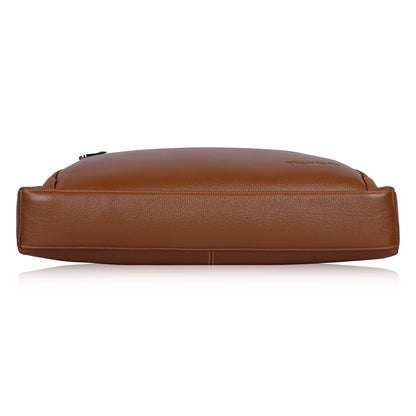 Minimal Tan Organizer Leather Laptop Bag