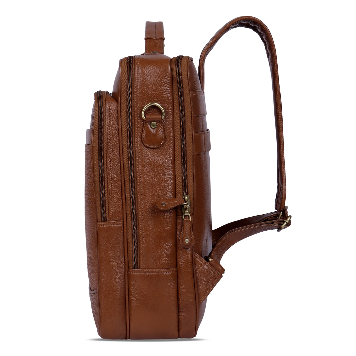 Classic Tan Textured Leather Haversack Backpack