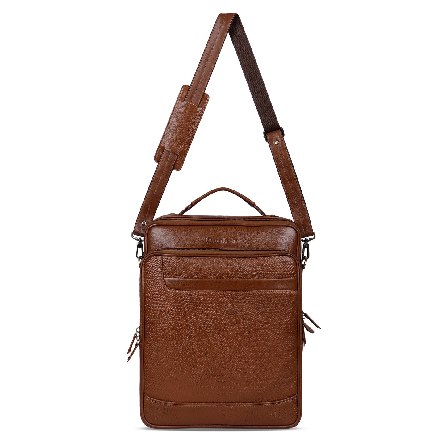 Classic Tan Textured Leather Haversack Backpack