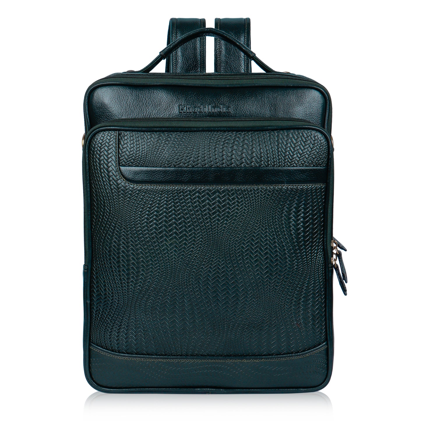 Striking Green Textured Leather Haversack Backpack