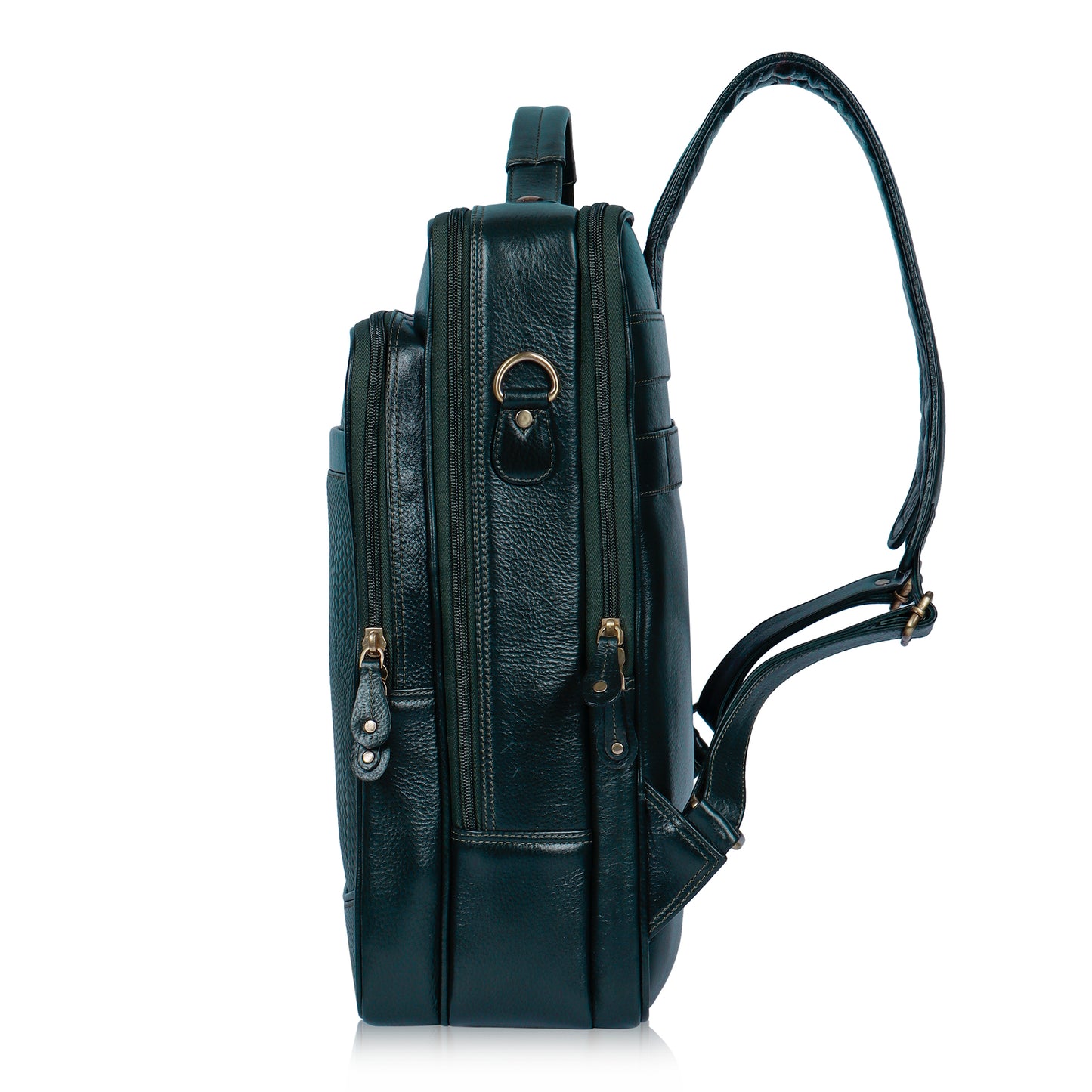 Striking Green Textured Leather Haversack Backpack