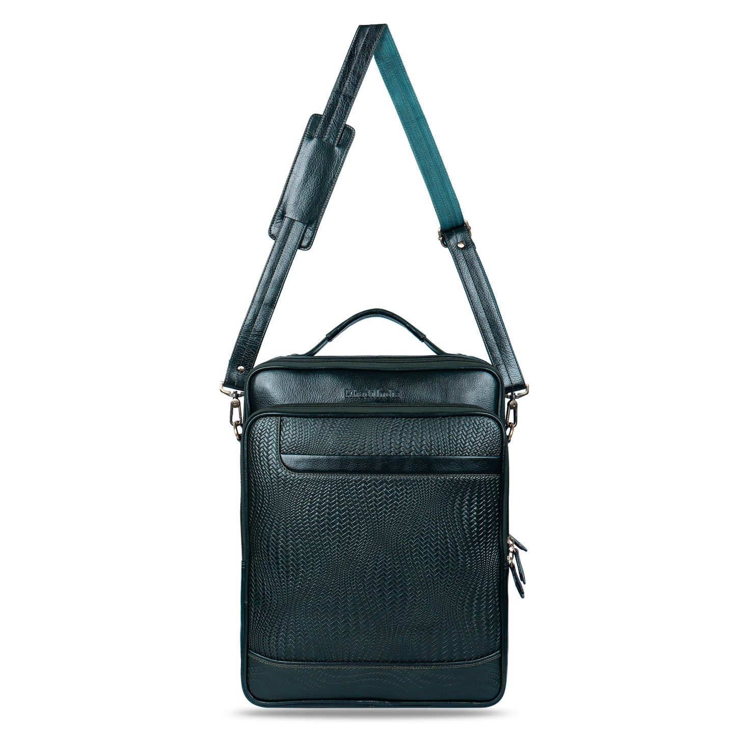 Striking Green Textured Leather Haversack Backpack