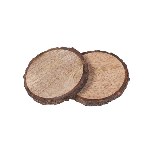 Pair of Round Wooden Coasters