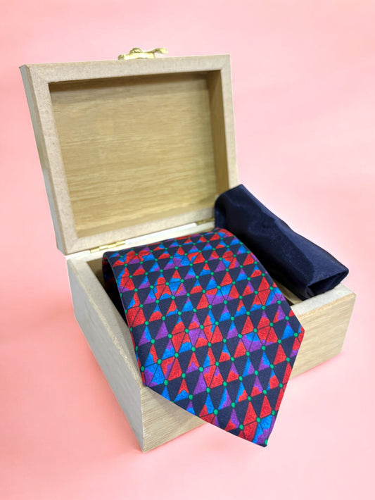 Multicolor Abstract Silk Necktie & Pocket Square Gift Set
