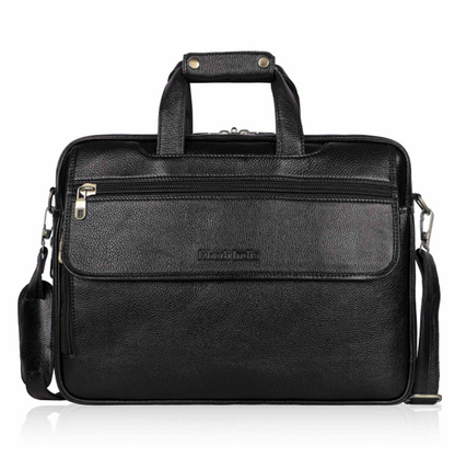 Timeless Black Leather Laptop Bag