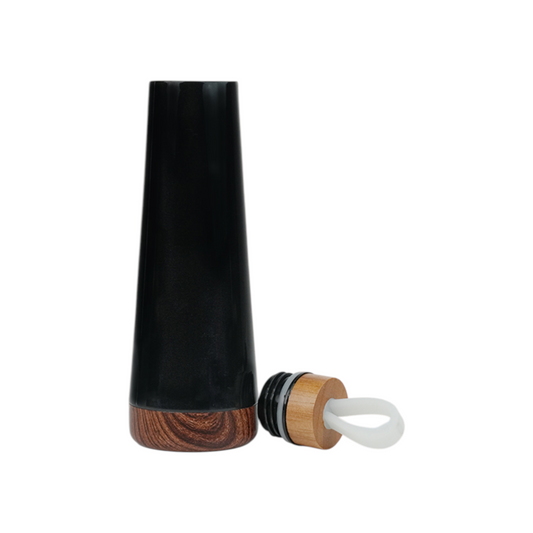 Stainless Steel Flask with Wooden Base