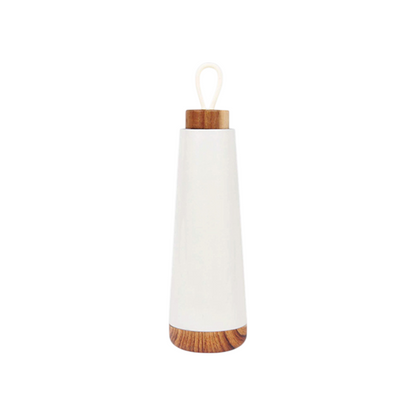 Stainless Steel Flask with Wooden Base