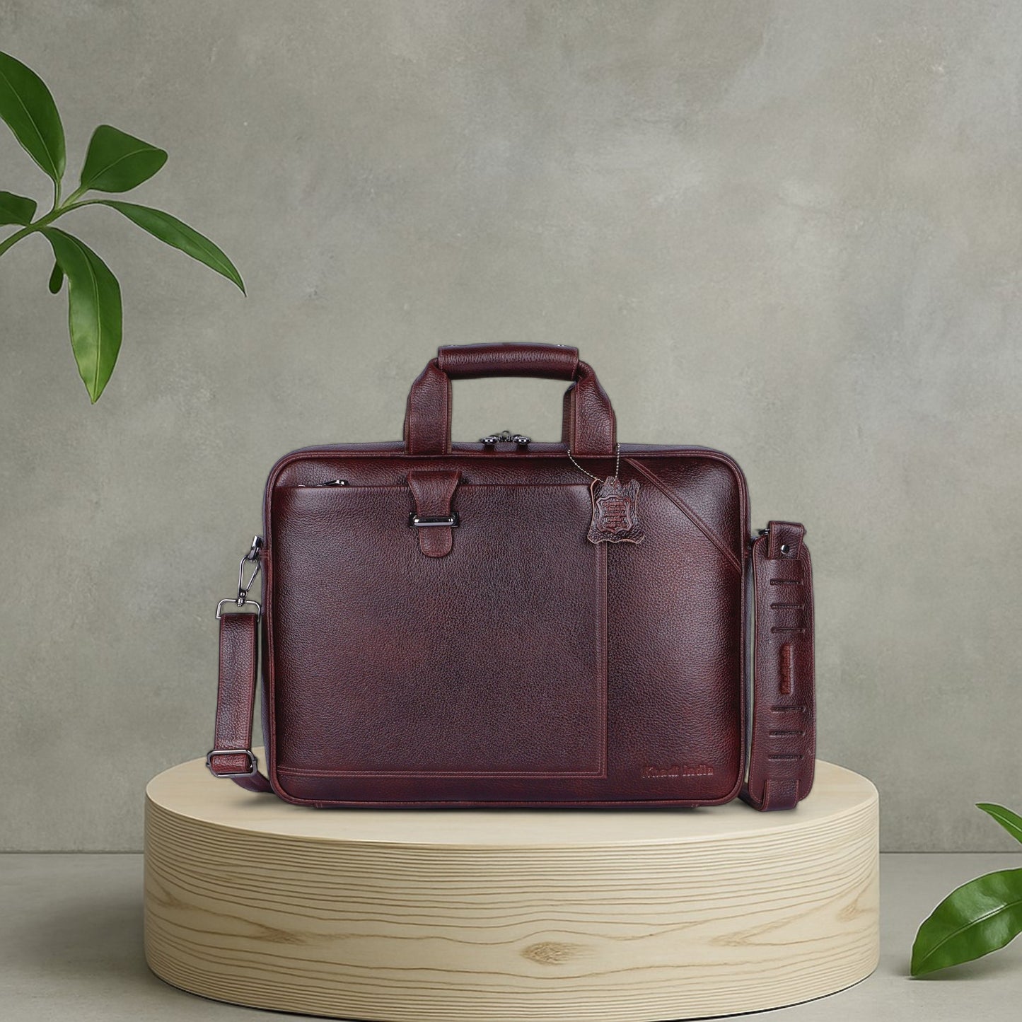 Regal Maroon Loop Leather Laptop Bag