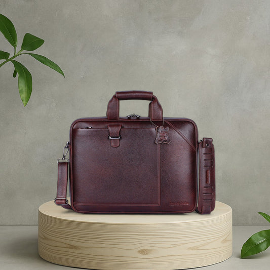 Regal Maroon Loop Leather Laptop Bag