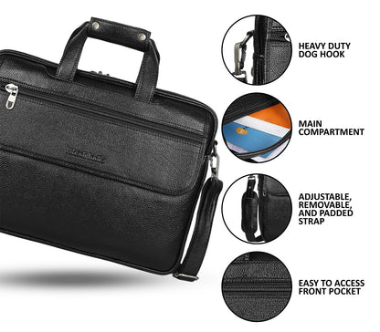 Timeless Black Leather Laptop Bag