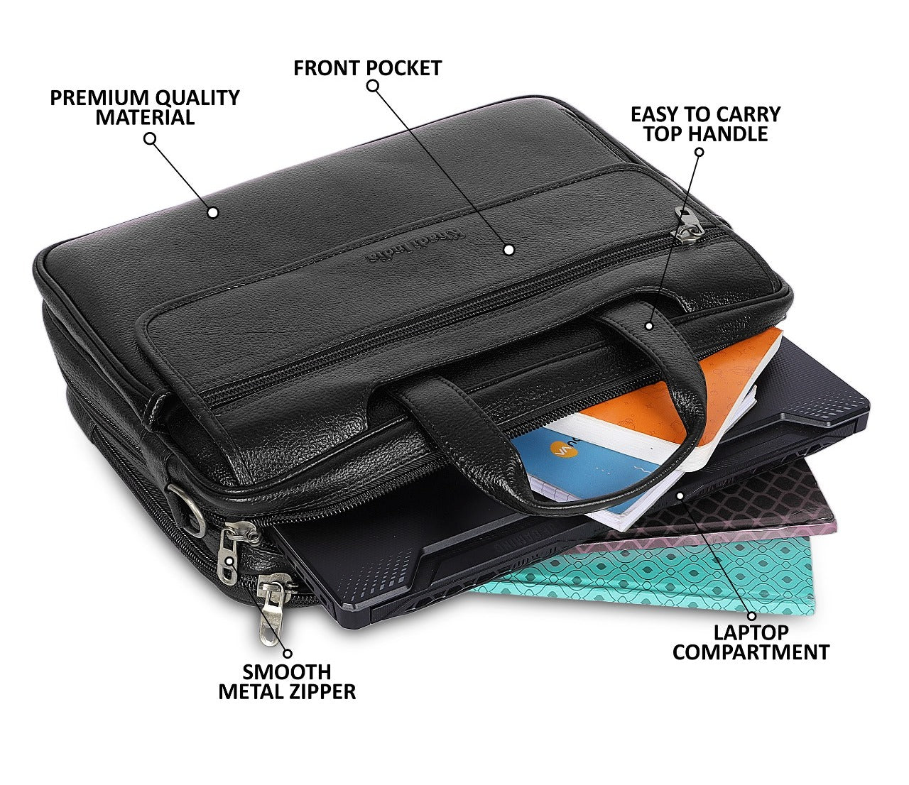 Timeless Black Leather Laptop Bag