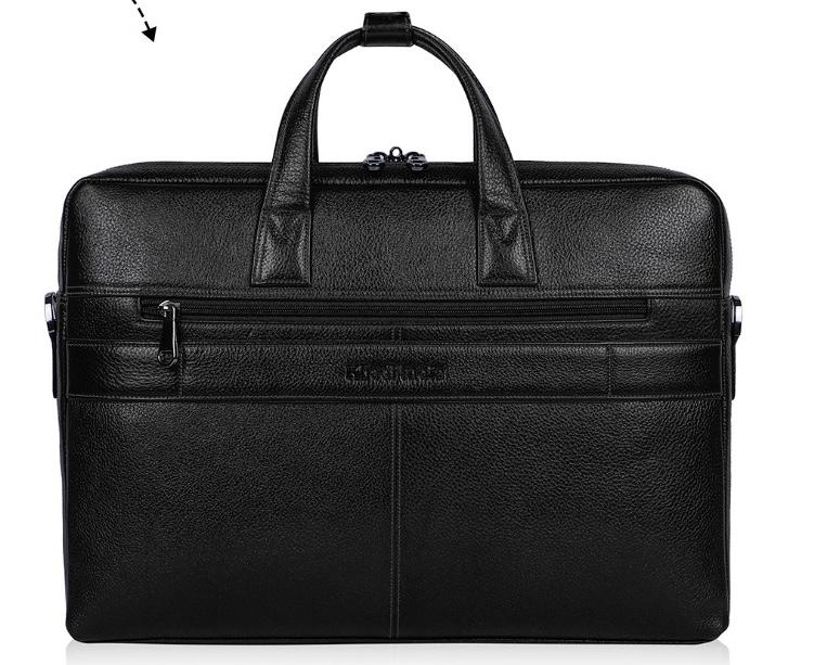 Elegant Black Organizer Leather Laptop Bag