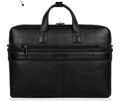 Elegant Black Organizer Leather Laptop Bag
