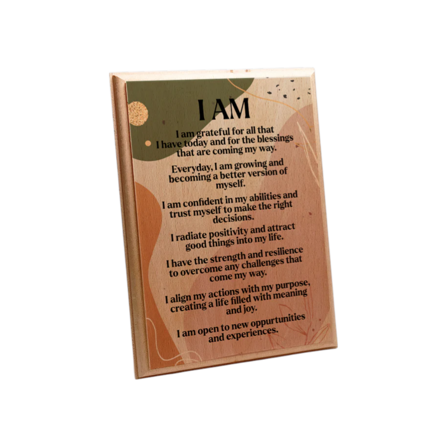 Wooden Plaque with Affirmations