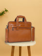 Edgy Tan Lining Leather Laptop Bag
