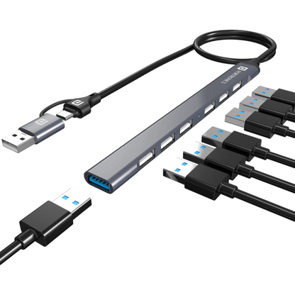 Portronics Mport 7 - 7-Port USB Hub with Dual Plugs